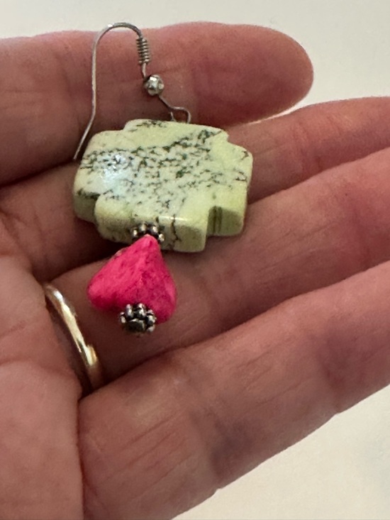 Handmade Western Boho Pink & Green Stone Statement Jewelry Set - 3pc - Picture 7 of 13